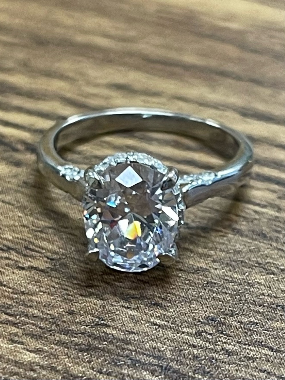 2.5 ct  Oval Solitaire moissanite Ring size 4 in sterling Silver